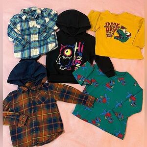 BUNDLE OF 5 Primark Toddler Boys Long Sleeve Shirts & Hoodie Size 2-3